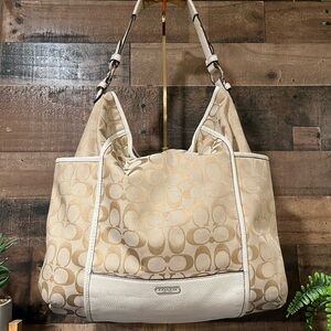 Coach Y2K White Beige C Logo Slouchy Tote Bag Purse